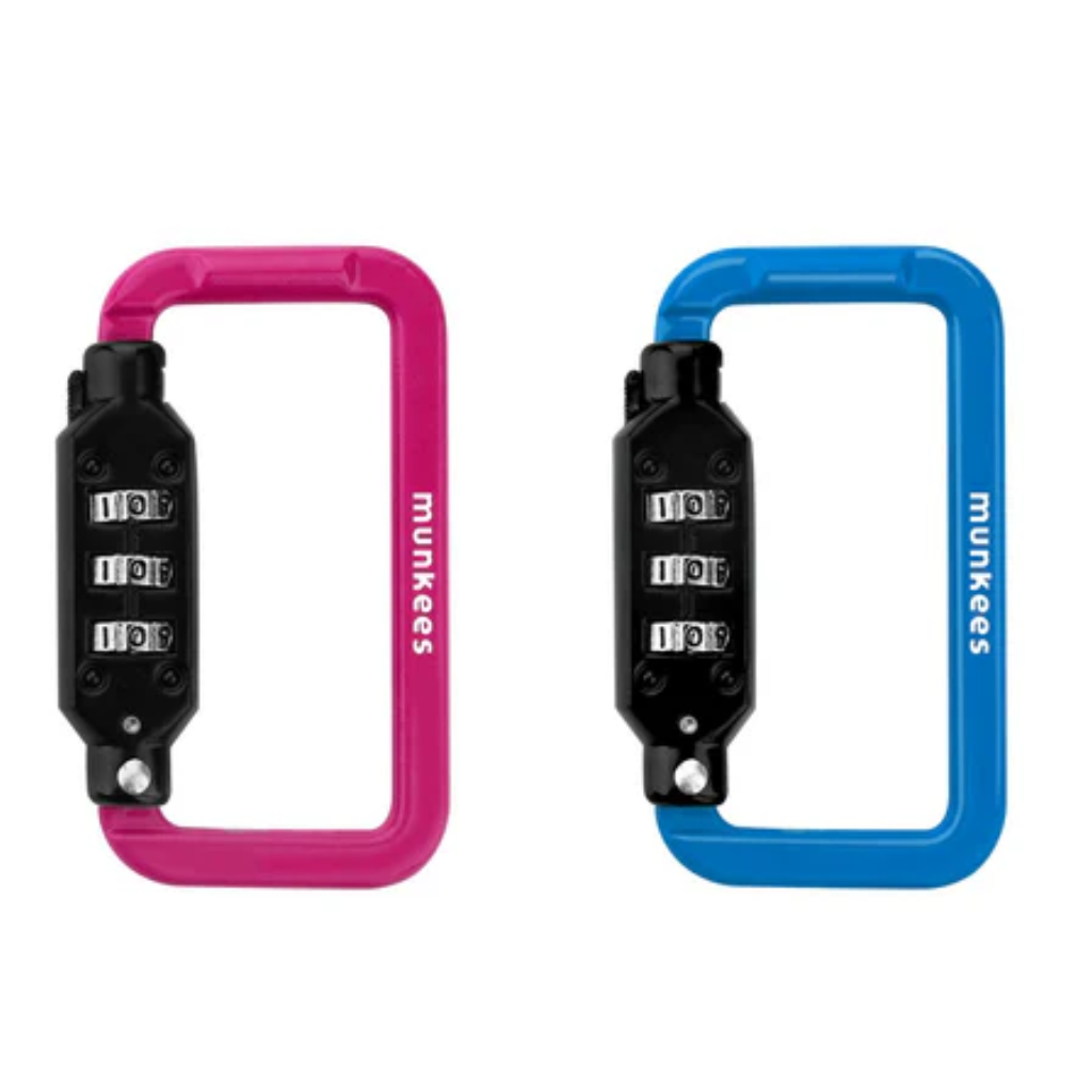 Munkees Zahlenschloss Karabiner SQUARE Magenta/Blau