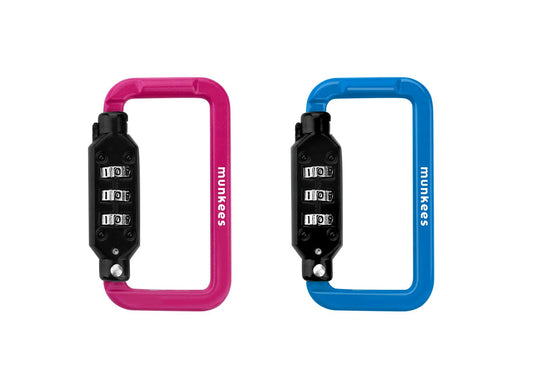 Munkees Zahlenschloss Karabiner SQUARE Magenta/Blau