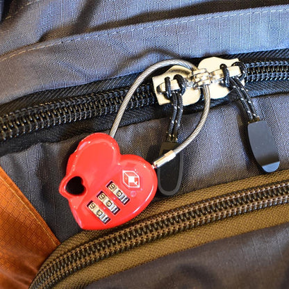 munkees TSA-Zahlenschloss Herzform Rot mit Kabel