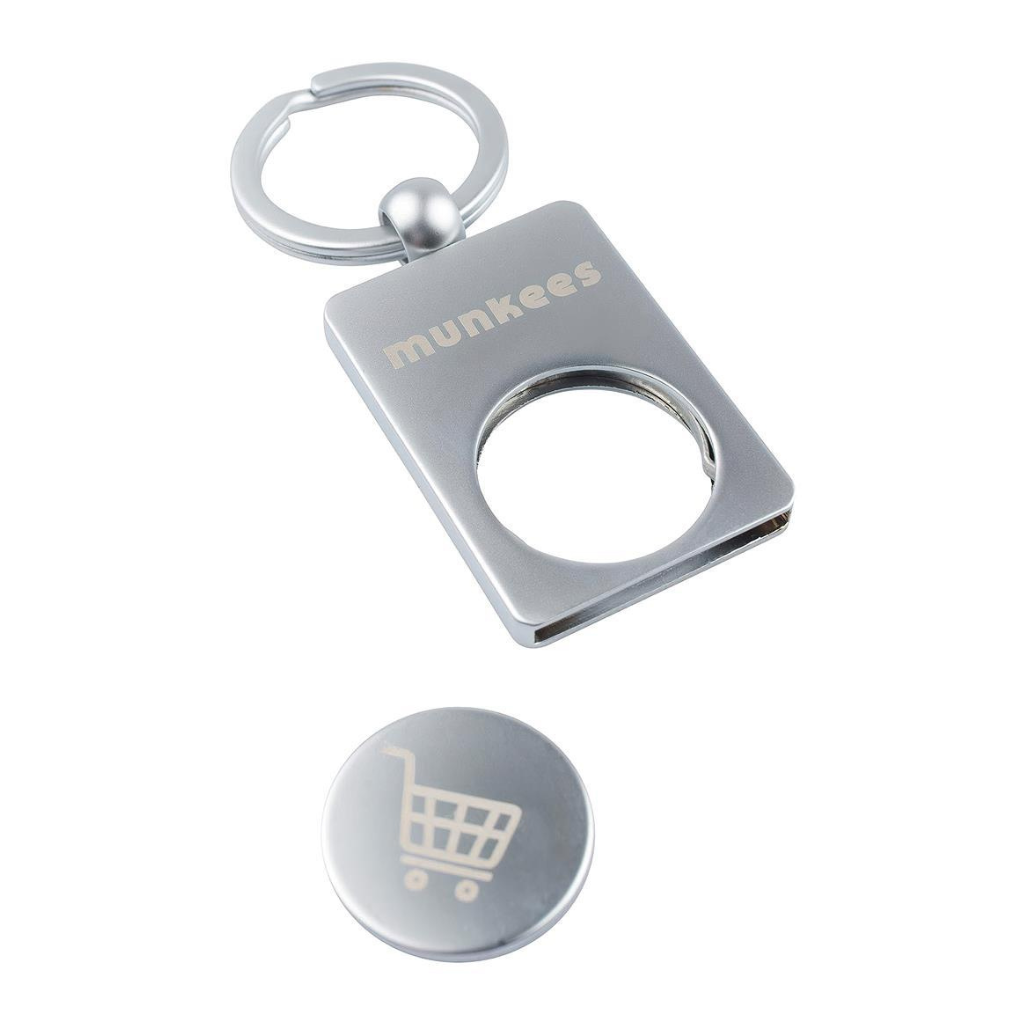 munkees Einkaufswagenchip mit Schlüsselanhänger, Edelstahl