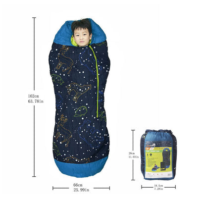 AceCamp Kinderschlafsack leuchtend zusammengerollt mit Aufbewahrungsbeutel