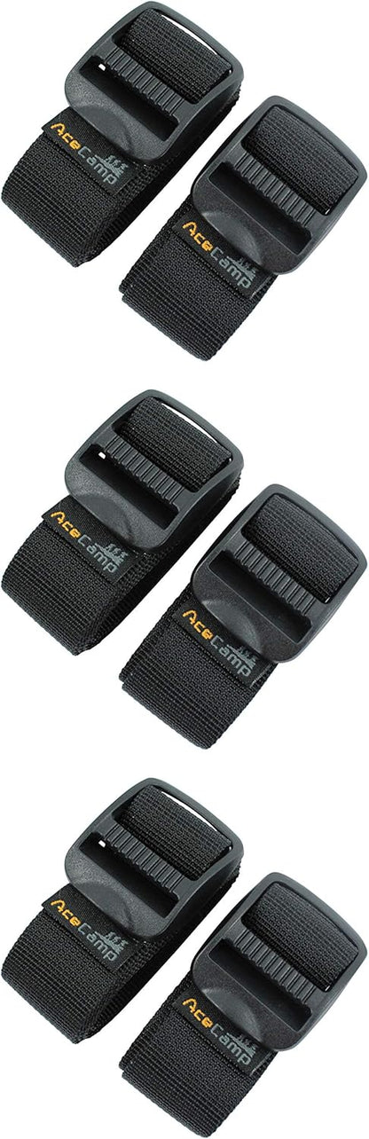 AceCamp 3X Koffergurt Set – 2,5 x 120 cm, Schwarz