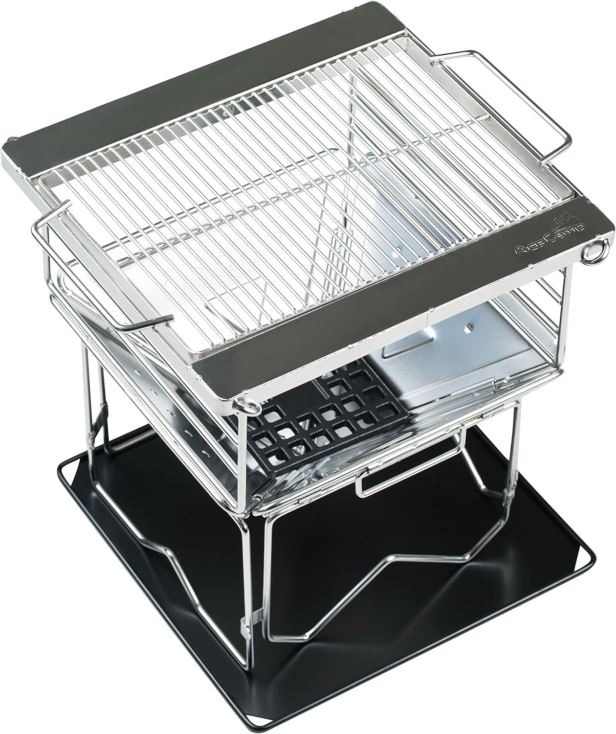 AceCamp Grill, Camping, Holzkohle, Tragbarer Faltgrill aus Edelstahl, weitere Größen