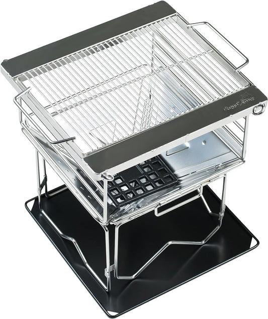 AceCamp Grill, Camping, Holzkohle, Tragbarer Faltgrill aus Edelstahl, weitere Größen