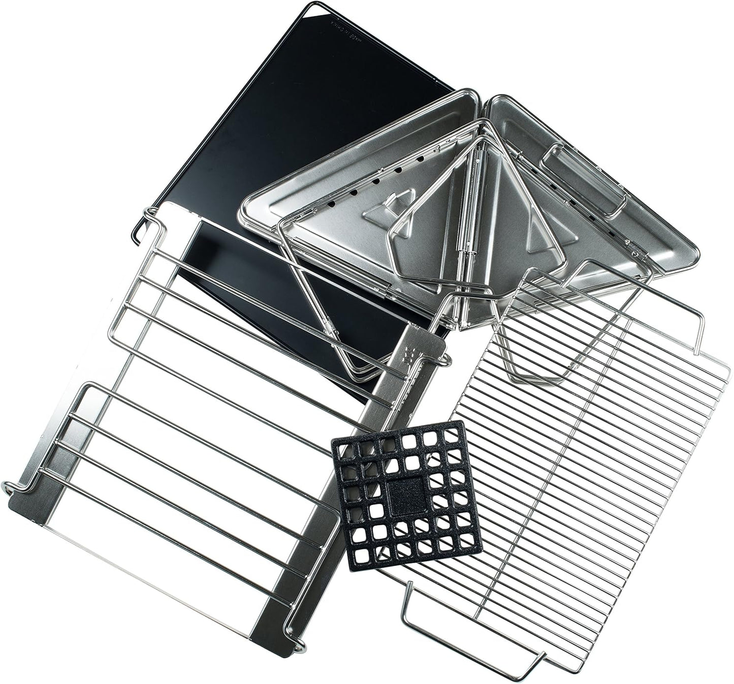 AceCamp Grill, Camping, Holzkohle, Tragbarer Faltgrill aus Edelstahl, weitere Größen