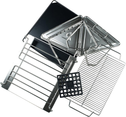 AceCamp Grill, Camping, Holzkohle, Tragbarer Faltgrill aus Edelstahl, weitere Größen