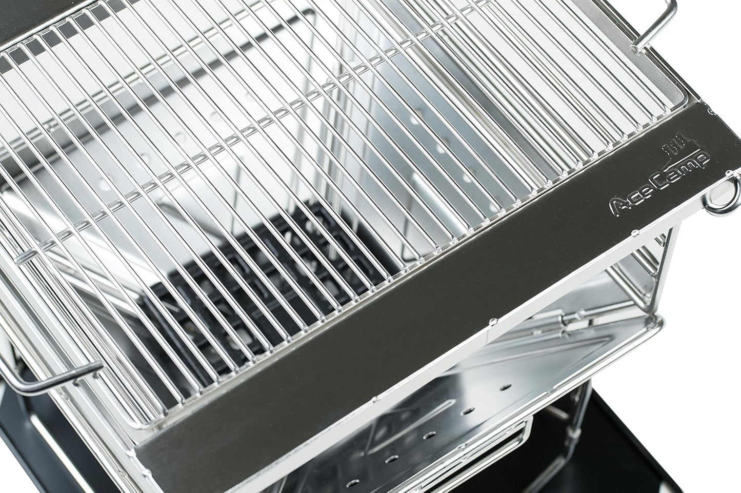 AceCamp Grill, Camping, Holzkohle, Tragbarer Faltgrill aus Edelstahl, weitere Größen