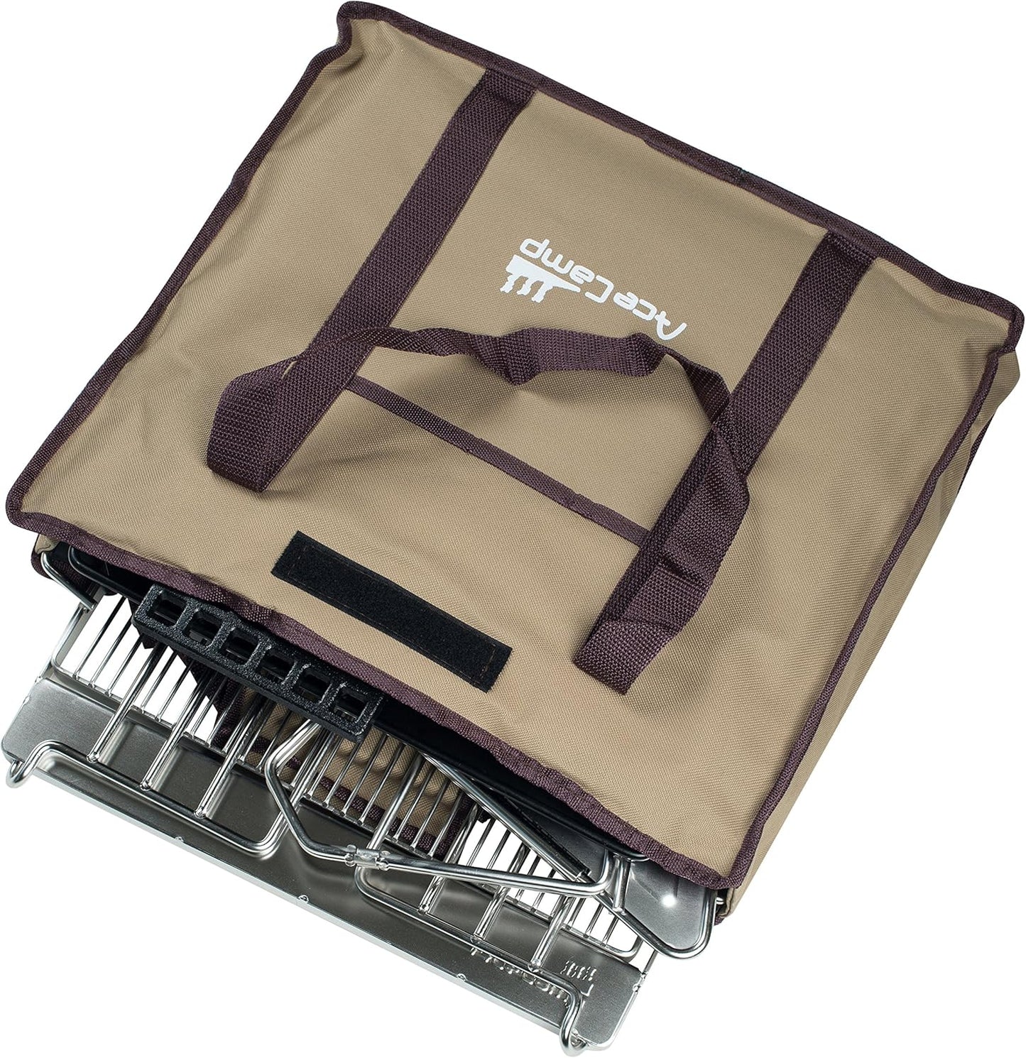 AceCamp Grill, Camping, Holzkohle, Tragbarer Faltgrill aus Edelstahl, weitere Größen