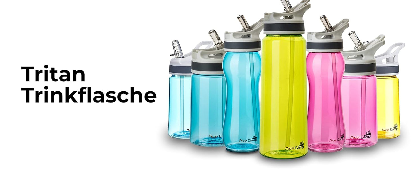 AceCamp TRITAN Trinkflasche BPA-frei mit Trinkhalm