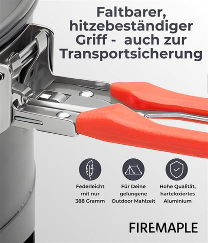 Fire-Maple Campingtopf K2 Orange 1,5 L – Aluminium