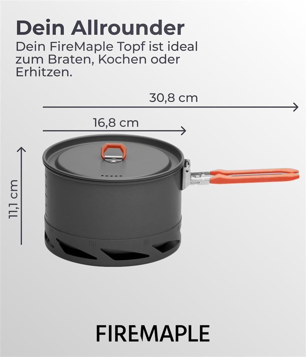 Fire-Maple Campingtopf K2 Orange 1,5 L – Aluminium