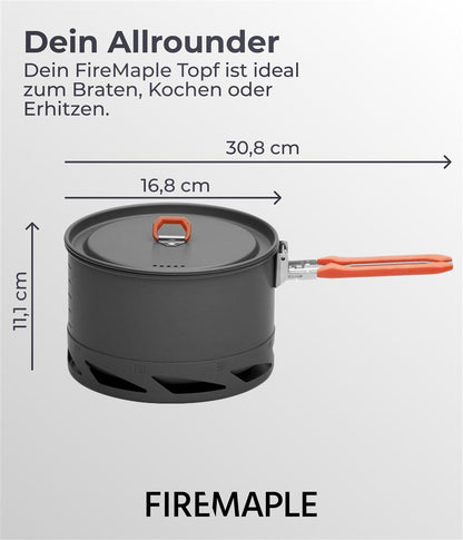 Fire-Maple Campingtopf K2 Orange 1,5 L – Aluminium