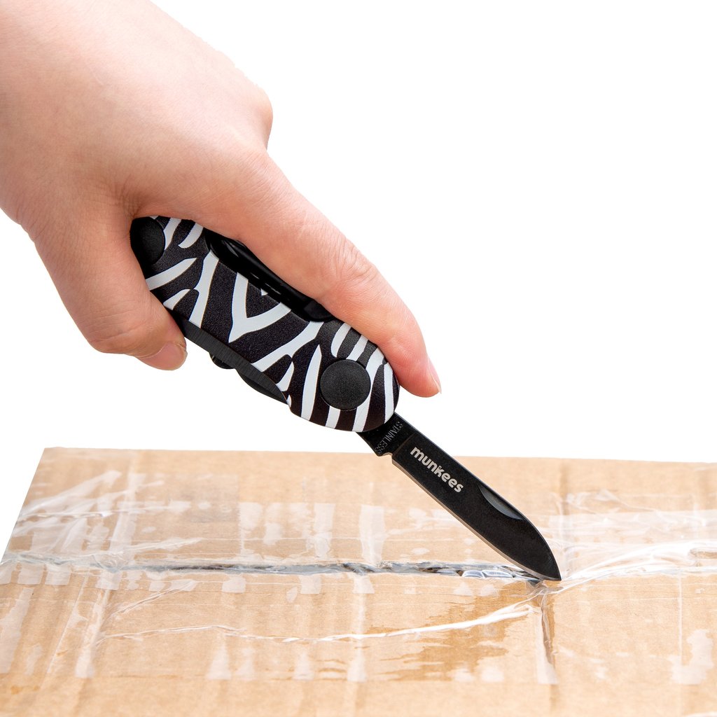 munkees Zebra Taschenmesser Verpackung mit Produktbeschreibung