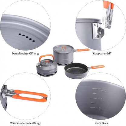 FEAST SET TURBO Outdoor Kochen Topfgriff Nahaufnahme Edelstahl