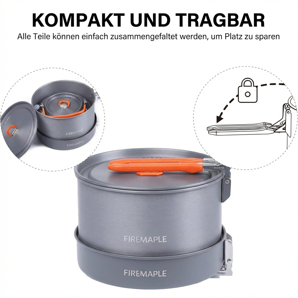 FEAST SET TURBO Kochgeschirr kompakt verpackt für Rucksack