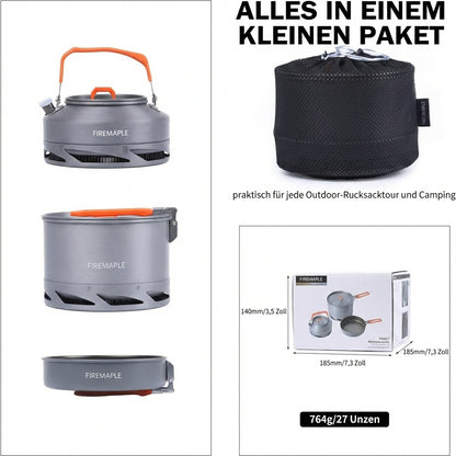 FEAST SET TURBO Kochset Maßangaben und Gewichtsübersicht