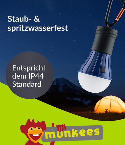 munkees LED Lampe mit 6 LEDs und Karabiner – Blau