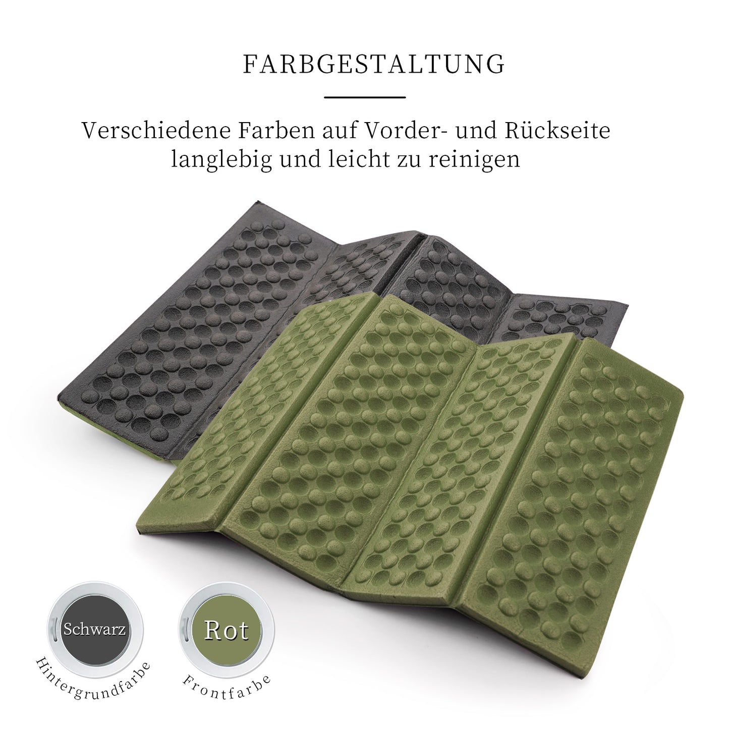 2er Set faltbares Thermo-Sitzkissen 40x30 cm – Grün