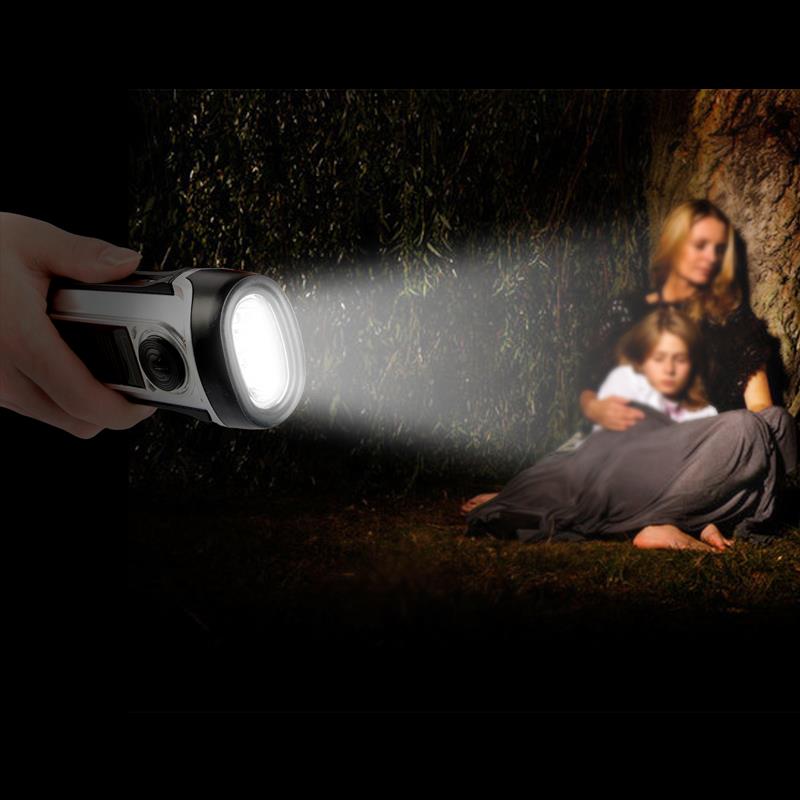 DYNA Dynamo/Solar Taschenlampe mit Kurbel & 4 Lichtmodi