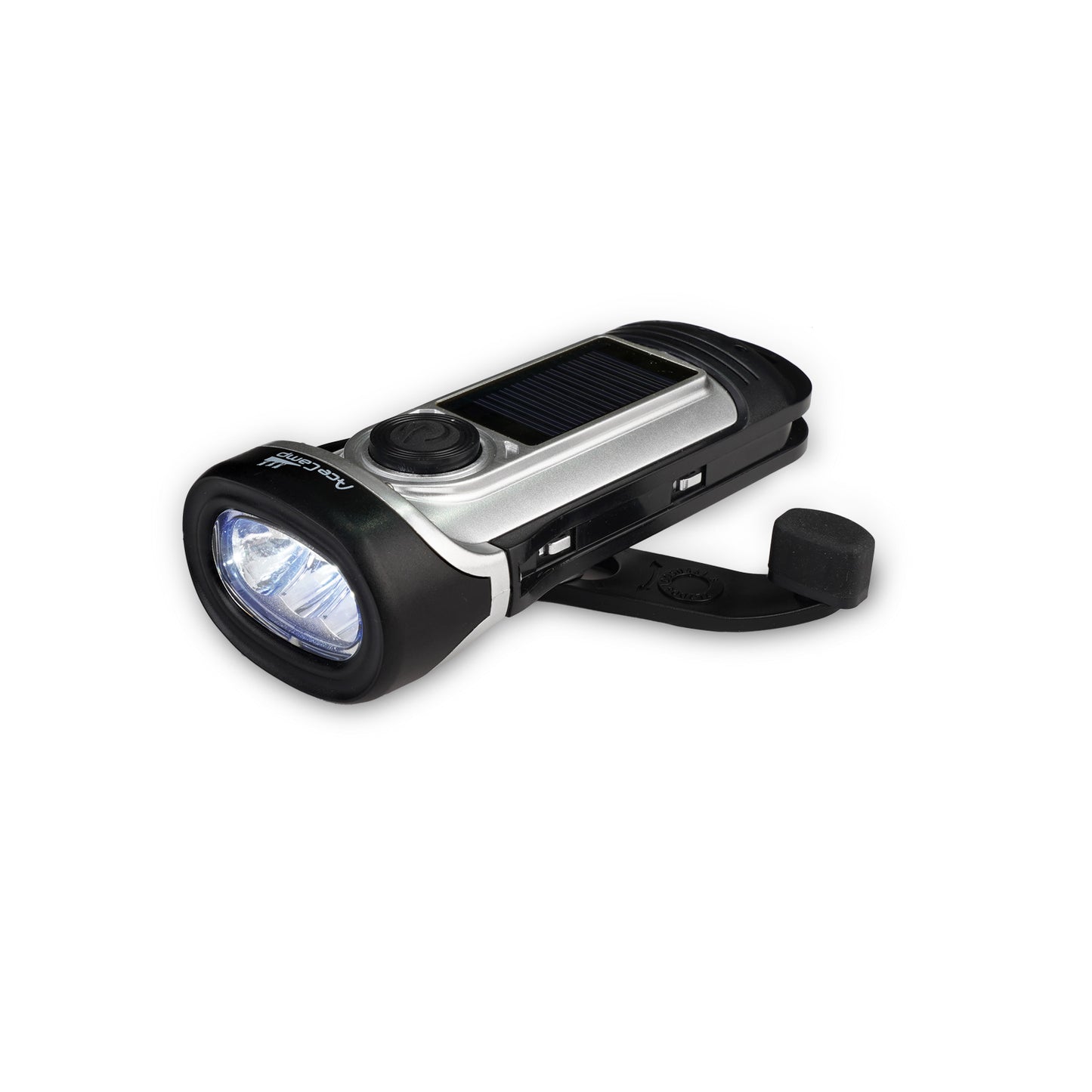 DYNA Dynamo/Solar Taschenlampe mit Kurbel & 4 Lichtmodi