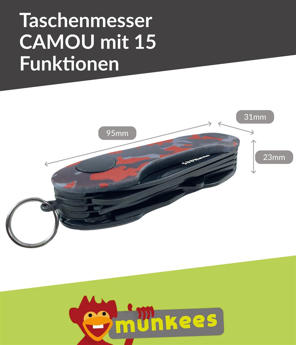 munkees Taschenmesser Camou mit 15 Funktionen